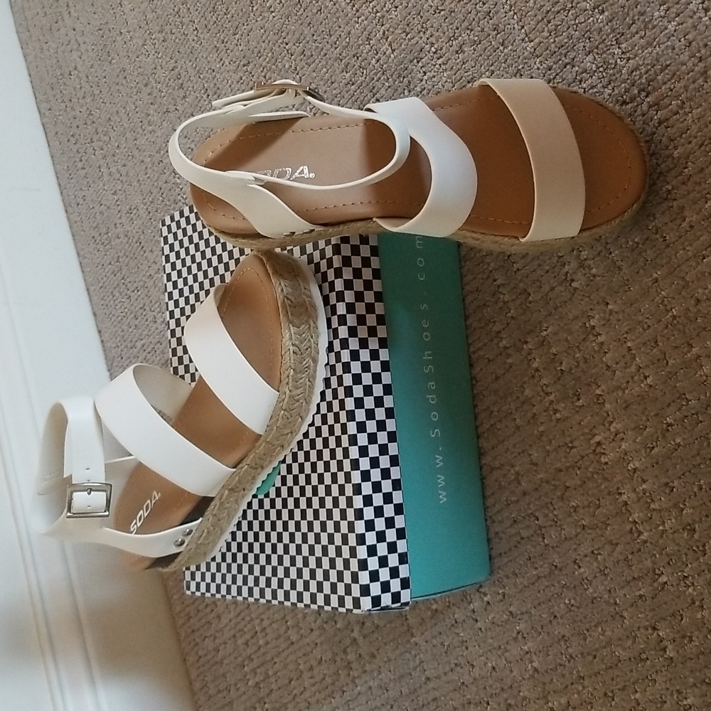 Soda White Sandals Size 9